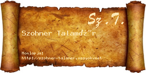 Szohner Talamér névjegykártya
